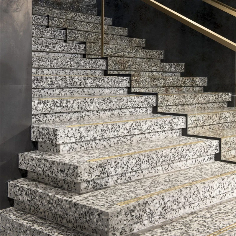 Interior Design White Glass Chips Terrazzo Stone Grey